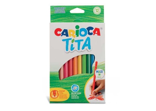 Carioca Tita Erasable maxi ξυλομπογιές με 12 χρώματα Carioca Tita Erasable maxi ξυλομπογιές με 12 χρώματα