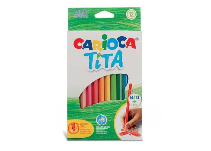 Carioca Tita Erasable maxi ξυλομπογιές με 12 χρώματα