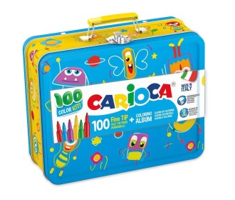Carioca μεταλλικό κουτί με 100 μαρκαδόρους και βιβλίο ζωγραφίζω Carioca μεταλλικό κουτί με 100 μαρκαδόρους και βιβλίο ζωγραφίζω
