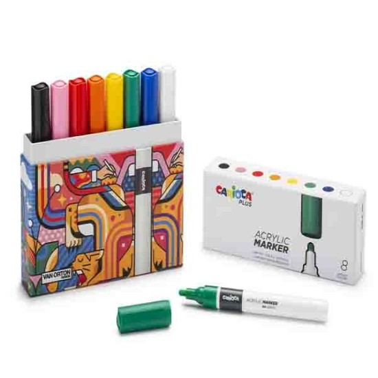 Carioca plus ακρυλικοί μαρκαδόροι, 8 χρωμάτων Carioca plus ακρυλικοί μαρκαδόροι, 8 χρωμάτων