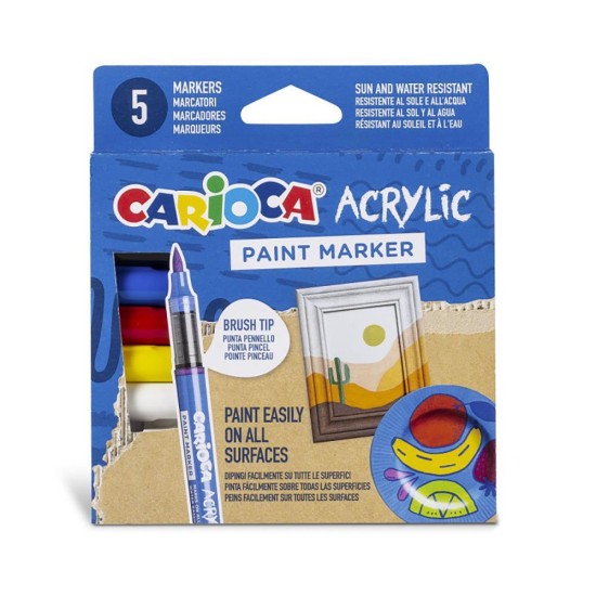 Carioca ακρυλικοί μαρκαδόροι 5 χρωμάτων Carioca ακρυλικοί μαρκαδόροι 5 χρωμάτων