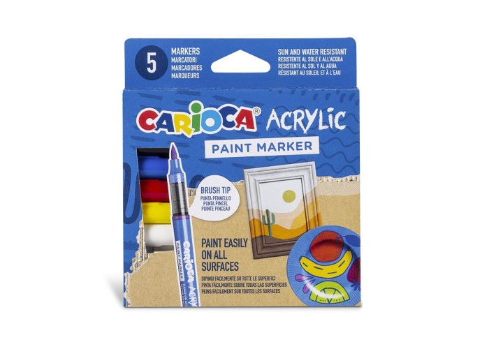 Carioca ακρυλικοί μαρκαδόροι 5 χρωμάτων Carioca ακρυλικοί μαρκαδόροι 5 χρωμάτων