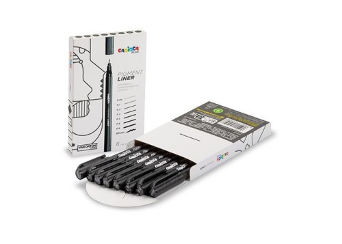 Carioca Plus Pigment Liner σετ μαύροι μαρκαδόρων σχεδίου 8 τεμ.