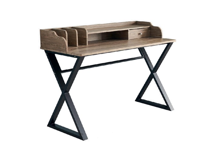 Γραφείο μεταλλικό Nextdeco καφέ με συρτάρια Υ91x120x60εκ.