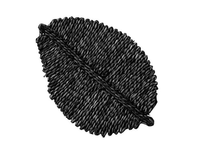 Σουπλά ψάθινo boho μαύρο rattan σε σχήμα φύλλου 55x35xΥ2εκ. Σουπλά ψάθινo boho μαύρο rattan σε σχήμα φύλλου 55x35xΥ2εκ.
