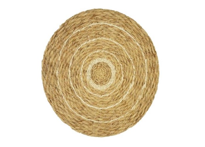 Ψάθινο διακοσμητικό τοίχου boho δίχρωμο από rattan Ø80xΥ6εκ