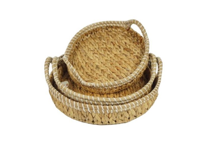 Δίσκοι ψάθινοι BOHO από rattan σετ των 3τμχ. Ø47xΥ8/12εκ. Ø41xΥ7/12εκ. Ø36xΥ5/9εκ.