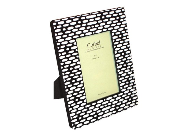 Κορνίζα ξύλινη μαύρη με άσπρους κύκλους για φωτό 10x15εκ.