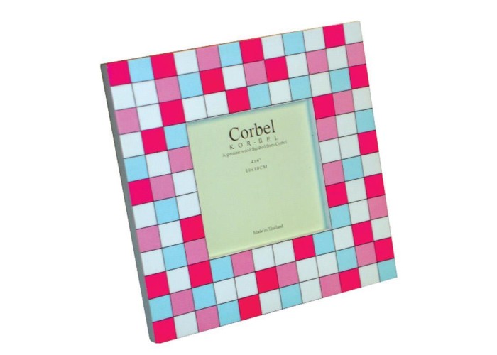 Κορνίζα ξύλινη πολύχρωμη για φωτό 10x10εκ.