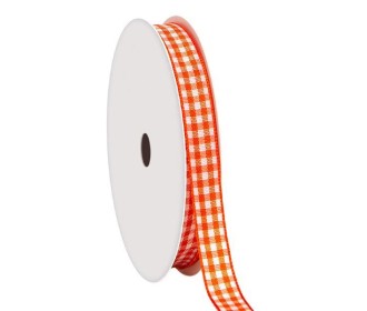 Κορδέλα καρώ με ούγια πορτοκαλί 6mm ρολό 45μ. Κορδέλα καρώ με ούγια πορτοκαλί 6mm ρολό 45μ.