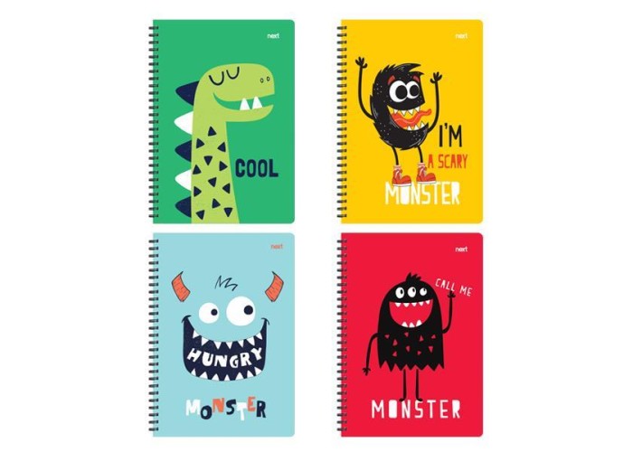 Next cute monsters τετράδιο σπιράλ 21x29εκ. 2θεμ., 70φ.