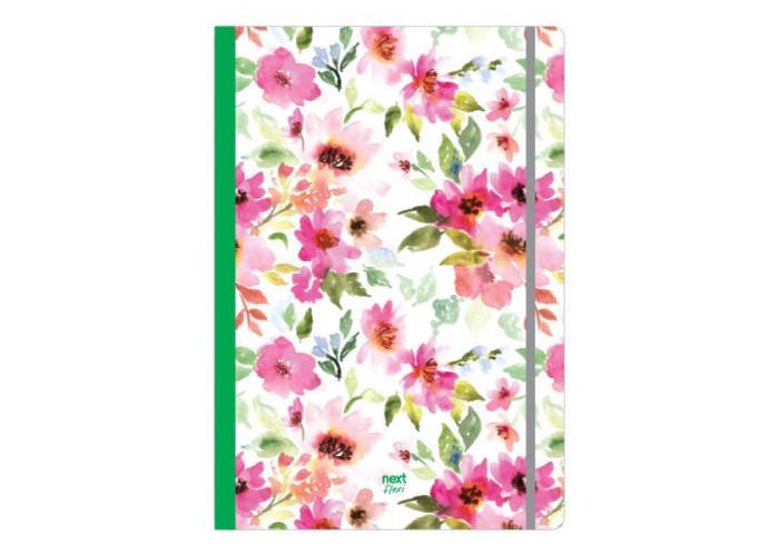 Next trends Flowers τετράδιο flexi λάστιχο 17x25εκ. 2θεμ. 80φ.
