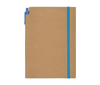 Next Promo μπλοκ ριγέ Α5 80 φύλλων με μπλε λάστιχο και στυλό