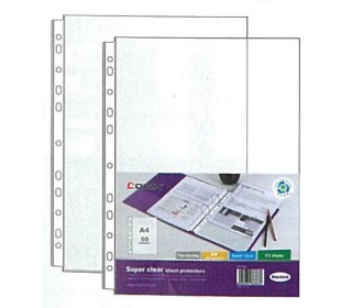 Ζελατίνες πολύτρυπες super clear πάχος 0,04mm. Α4 100τεμ.