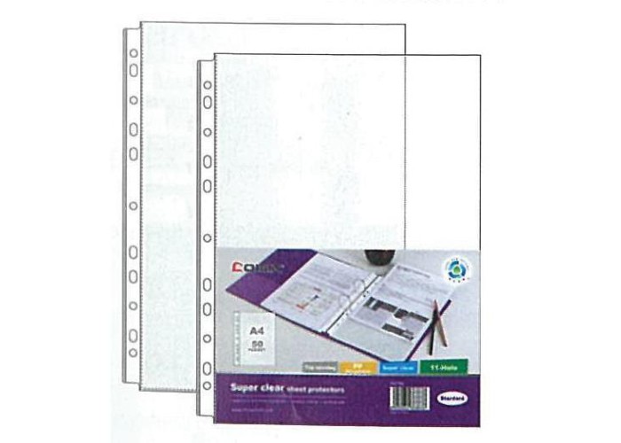 Ζελατίνες πολύτρυπες super clear πάχος 0,04mm. Α4 100τεμ. Ζελατίνες πολύτρυπες super clear πάχος 0,04mm. Α4 100τεμ.