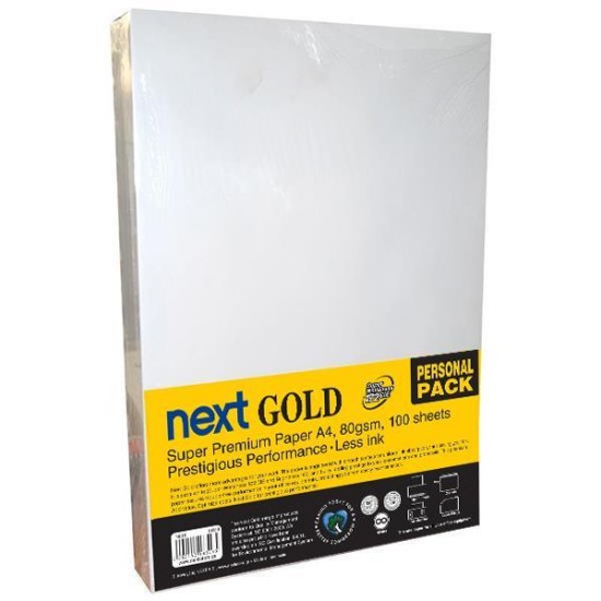 Next Gold A4 100 φύλλα personal pack premium copy paper 80γρ. Next Gold A4 100 φύλλα personal pack premium copy paper 80γρ.