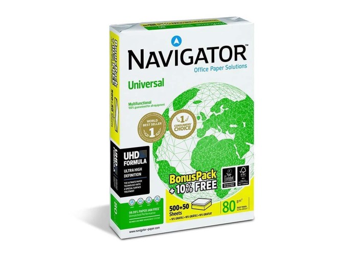 Φωτοαντιγραφικό χαρτί Navigator Uni Α4 80γρ. 550φυλ..Προεξόφληση μετρητοίς. Δωρεάν μεταφορικά για όλη την ηπειρωτική Ελλάδα (εξαιρούνται τα νησιά).