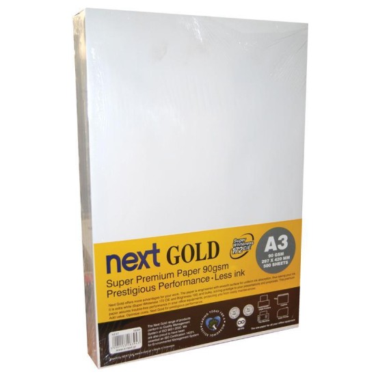 Next Gold A3 500 φύλλα premium copy paper 90γρ. Next Gold A3 500 φύλλα premium copy paper 90γρ.