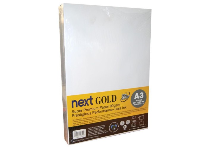 Next Gold A3 500 φύλλα premium copy paper 90γρ. Next Gold A3 500 φύλλα premium copy paper 90γρ.