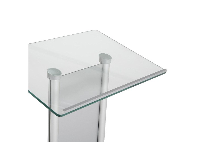 Έδρανο ομιλητή podium αλουμινίου με γυάλινη επιφάνεια - μπροστινό πάνελ Υ111εκ.