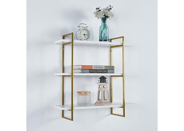 Ραφιέρα επιτοίχια με 3 ράφια χρυσή 60x18xY60εκ.