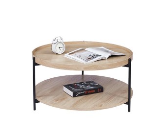 Τραπέζι σαλονιού Nextdeco 2 επιπέδων μέταλλο και MDF Ø80xΥ40εκ. Τραπέζι σαλονιού Nextdeco 2 επιπέδων μέταλλο και MDF Ø80xΥ40εκ.