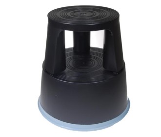 Πλαστικό σκαμπό-σκαλοπάτι με ρόδες, μαύρο Υ43xØ29x45εκ.