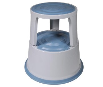 Πλαστικό σκαμπό-σκαλοπάτι με ρόδες, ανοιχτό γκρι Υ43xØ29x45εκ.