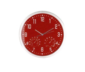 Ρολόι τοίχου θερμόμετρο-υγρόμετρο κόκκινο καντράν Ø35εκ. Ρολόι τοίχου θερμόμετρο-υγρόμετρο κόκκινο καντράν Ø35εκ.