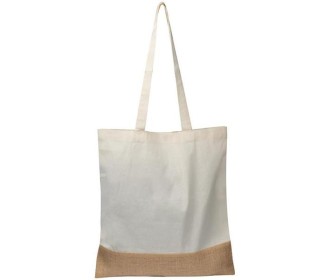 Τσάντα βαμβακερή με μακρύ χερούλι και βάση από λινάτσα Υ42x38εκ. Δυνατότητα εκτύπωσης