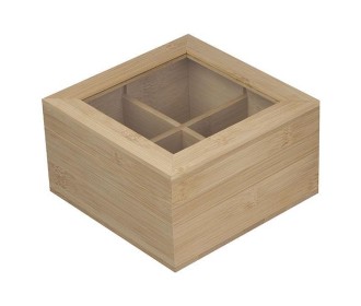 Κουτί 4 θέσεων για τσάι με γυάλινο καπάκι 15x15x8,4εκ. Κουτί 4 θέσεων για τσάι με γυάλινο καπάκι 15x15x8,4εκ.