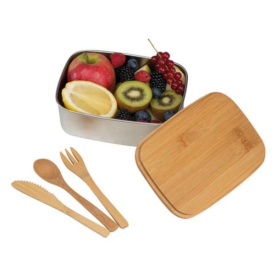 Lunch Box μεταλλικό eco με σετ μαχαιροπίρουνα 18x13x7,2εκ. Lunch Box μεταλλικό eco με σετ μαχαιροπίρουνα 18x13x7,2εκ.