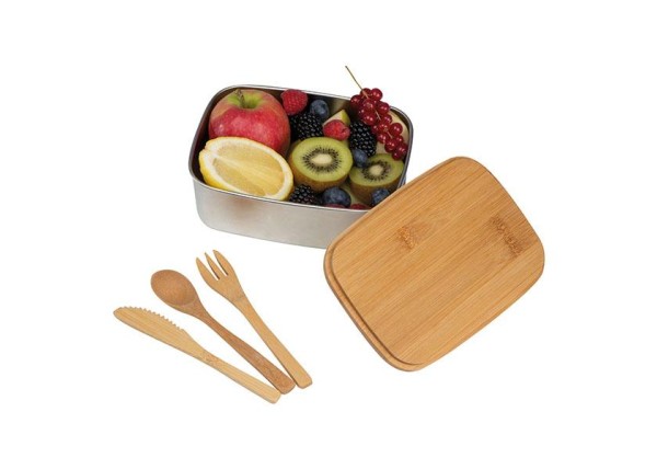 Lunch Box μεταλλικό eco με σετ μαχαιροπίρουνα 18x13x7,2εκ. Lunch Box μεταλλικό eco με σετ μαχαιροπίρουνα 18x13x7,2εκ.