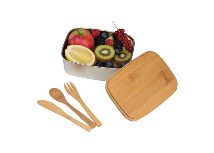 Lunch Box μεταλλικό eco με σετ μαχαιροπίρουνα 18x13x7,2εκ. Lunch Box μεταλλικό eco με σετ μαχαιροπίρουνα 18x13x7,2εκ.