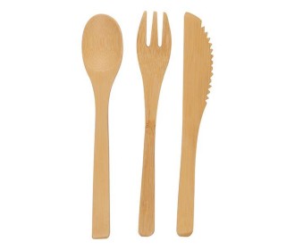 Μαχαιροπίρουνο και κουτάλι σετ από μπαμπού 6,5x1,5x21,5 εκ.