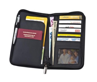 Ταξιδιωτικό πορτοφόλι από δέρμα, μαύρο, 13x24,5x2,8 εκ. Ταξιδιωτικό πορτοφόλι από δέρμα, μαύρο, 13x24,5x2,8 εκ.