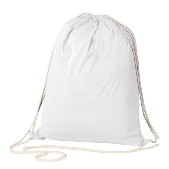 Τσάντα-πουγκί υφασμάτινη 100% cotton λευκή Υ52x40x3εκ. Τσάντα-πουγκί υφασμάτινη 100% cotton λευκή Υ52x40x3εκ.