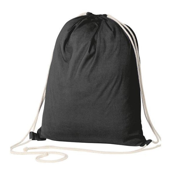 Τσάντα-πουγκί υφασμάτινη 100 % cotton μαύρη Υ52x40x3εκ. Τσάντα-πουγκί υφασμάτινη 100 % cotton μαύρη Υ52x40x3εκ.