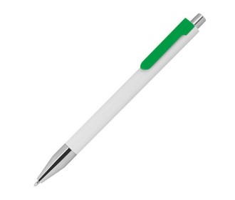 Στυλό πλαστικό λευκό με πράσινο κλιπ Υ15xØ1εκ. Δυνατότητα εκτύπωσης