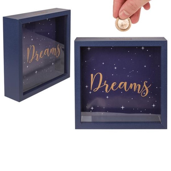 Κουμπαράς - κορνίζα ξύλινος «Dreams» Υ20x20x5εκ. Κουμπαράς - κορνίζα ξύλινος «Dreams» Υ20x20x5εκ.