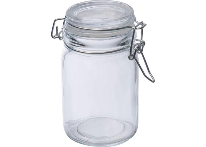 Δοχείο γυάλινο με αεροστεγές κλείσιμο 200 ml. Υ11,5xØ9εκ.