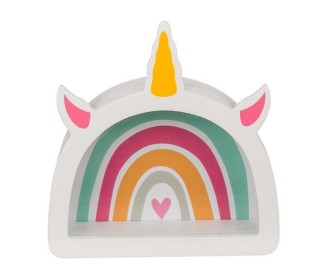 Κουμπαράς - κορνίζα ξύλινος «Rainbow unicorn»  Υ18x5xØ17,5εκ. Κουμπαράς - κορνίζα ξύλινος «Rainbow unicorn»  Υ18x5xØ17,5εκ.