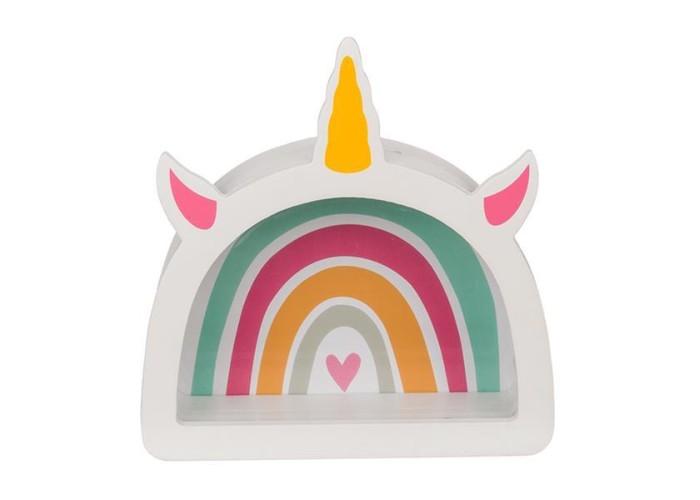 Κουμπαράς - κορνίζα ξύλινος «Rainbow unicorn» Υ18x5xØ17,5εκ. Κουμπαράς - κορνίζα ξύλινος «Rainbow unicorn» Υ18x5xØ17,5εκ.