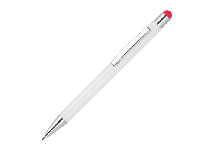Στυλό - touch pen αλουμινίου άσπρο με κόκκινη λεπτομέρεια Υ14,8xØ1εκ. Δυνατότητα εκτύπωσης
