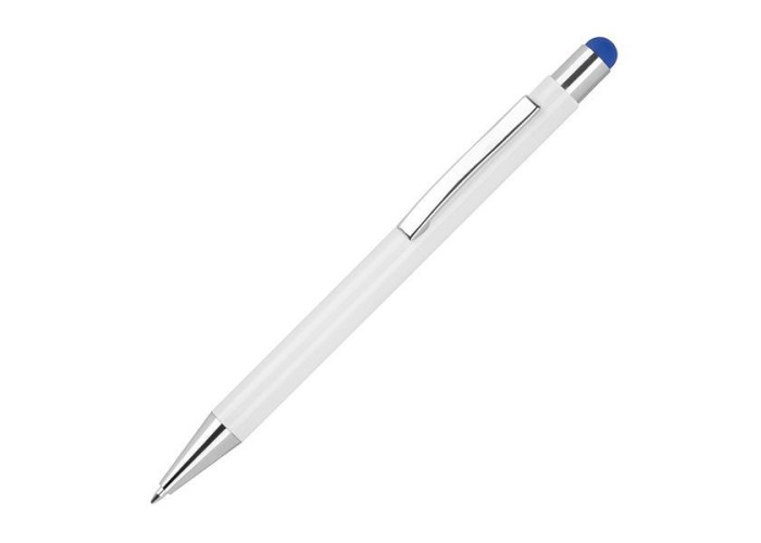Στυλό - touch pen αλουμινίου άσπρο με μπλε λεπτομέρεια Υ14,8xØ1εκ. Δυνατότητα εκτύπωσης