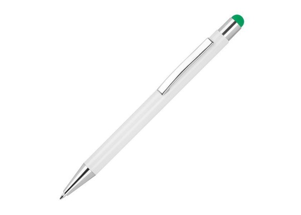 Στυλό - touch pen αλουμινίου άσπρο με πράσινη λεπτομέρεια Υ14,8xØ1εκ. Δυνατότητα εκτύπωσης Στυλό - touch pen αλουμινίου άσπρο με πράσινη λεπτομέρεια Υ14,8xØ1εκ. Δυνατότητα εκτύπωσης