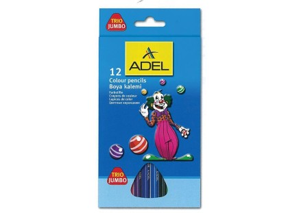Adel ξυλομπογιές Jumbo τρίγωνες 12 χρώματα Adel ξυλομπογιές Jumbo τρίγωνες 12 χρώματα