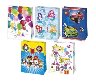 Χάρτινη τσάντα παιδική, γίγας Υ56x40,5x25 εκ. διάφ. σχέδια  (T17_OG_7)