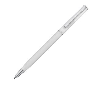 Στυλό πλαστικό slim line λευκό με ασημένιες λεπτομέρειες Υ13,6xØ0,8εκ. Δυνατότητα εκτύπωσης