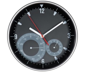 Ρολόι τοίχου θερμόμετρο-υγρόμετρο μαύρο καντράν Ø25,3εκ. Ρολόι τοίχου θερμόμετρο-υγρόμετρο μαύρο καντράν Ø25,3εκ.